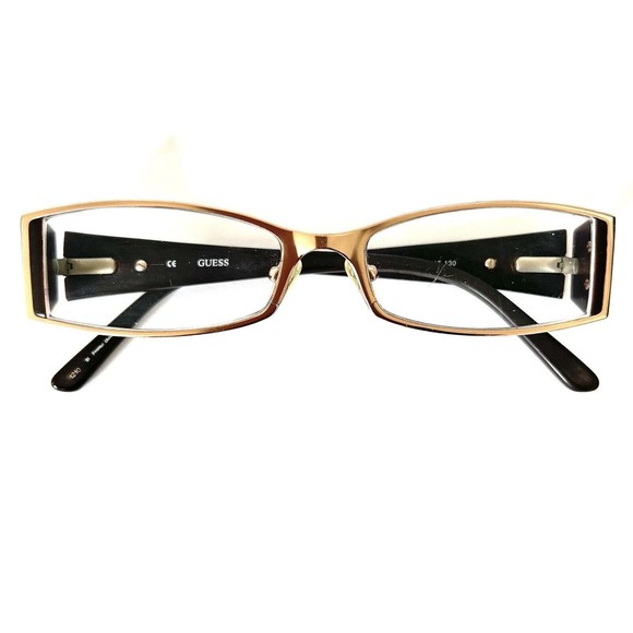 Guess Accessories - Guess Woman Rosegold Rectangle Rim Speck Brown Temples Plastic Eye Glasses Frame